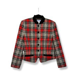 Vintage 1990s Red and Black Plaid Pendleton Holiday/ Acedamia Jacket Size 8